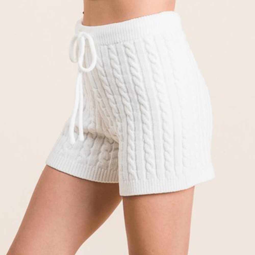Cable Knit Soft Chenille Lounge Set IVORY - Picture 7 of 14